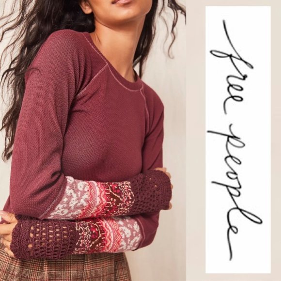 NWT Free People In The Mix Cuff Thermal Top XS NEW - Picture 10 of 10